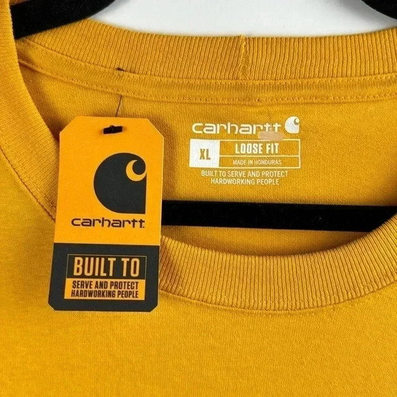 CARHARTT SHORT SLEEVES TEE HEAVYWEIGHT SZ XL LOOSE FIT YELLOW WITH POCKET NWT - Picture 3 of 5
